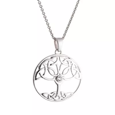 Buy Galway Crystal Jewelry Tree Of Life Sterling Silver Pendant… • 98.63£