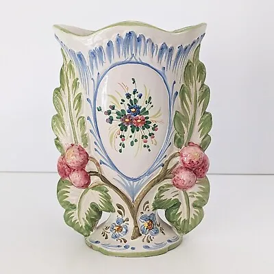 Buy Vintage Hand Painted Italy Pottery Vase Flowers Italian Countryside Scene • 47.06£
