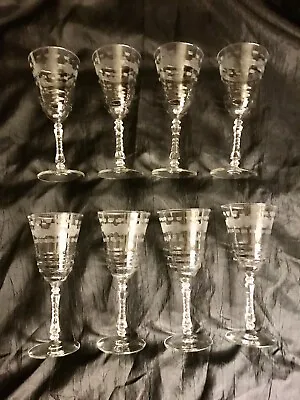 Buy Vintage Set Of 8 Crystal Mid Century Etched Floral Wine Stemmed Glassware 6oz • 96.07£