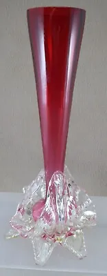Buy   Cranberry Glass 8.5  Bud Vase With Clear Glass Feet • 7.99£
