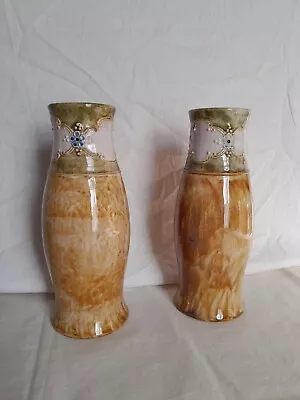 Buy Vintage 1920s Royal Doulton Lambeth Pair Of Stoneware Vases 8079 Art Nouveau 9  • 130£