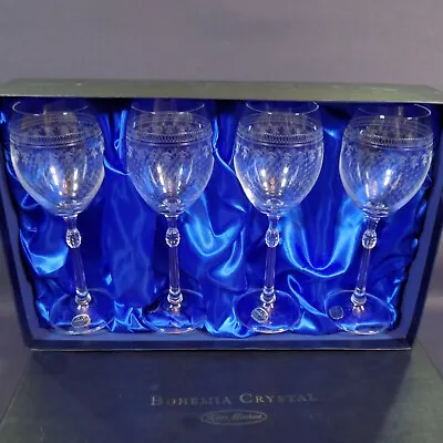 Buy Vintage Bohemia Crystal Henry Marchant Wine Glasses X 4 • 30£