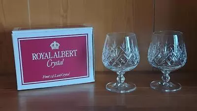 Buy Set Of 2 Royal Albert  Crystal  Cut Glass  Brandy Glasses 11 Cm Tall Boxed • 9.98£