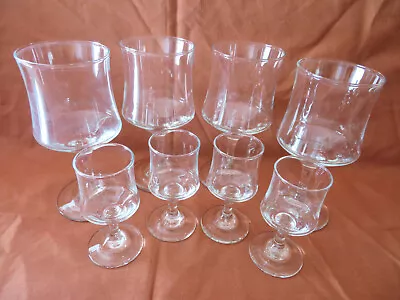 Buy 4 Vintage 1970s Waisted Tulip Shape Wine Glasses + 4 Matching Liqueur Glasses • 5.99£