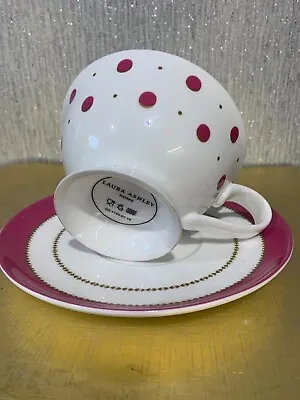 Buy Laura Ashley Cup And Saucer Darcy Spot Pink & White Unused Perfect • 6.99£