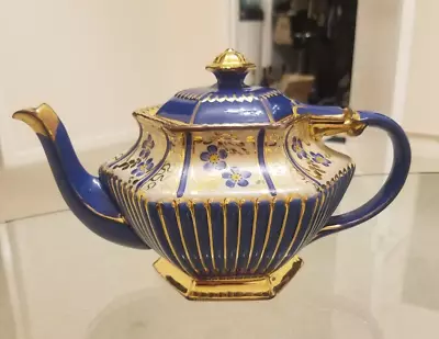Buy Stunning Hexagonal Victorian Blue Teapot  With Gold Gilding • 10£