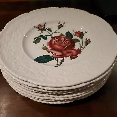 Buy 8 Hand Painted China Dinner Plates ROYAL CAULDON England Red Rose And 7 Others. • 57.84£