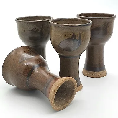 Buy Vintage Studio Pottery Stoneware Drinking Goblets Wine Handmade Artisan Pottery • 25.95£