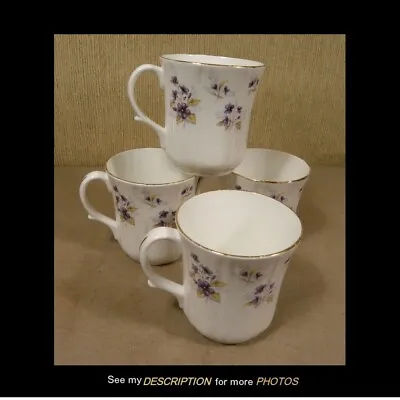 Buy 4 Duchess Bone China Woodside Coffee Mugs Blue Violets Decoration • 42.69£