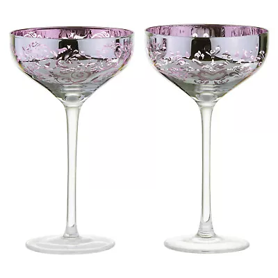 Buy ARTLAND Filigree Glasses | Set Of 2 | Blue/Lilac & Silver | Home Bar Addition • 35.40£