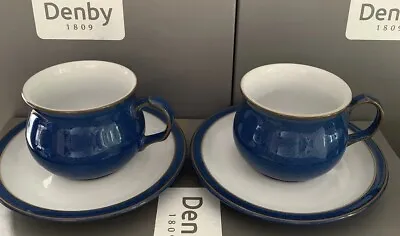 Buy 2 Denby Imperial Blue Tea Cups And Saucers • 10.99£