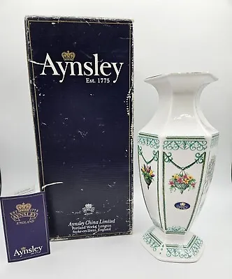 Buy Aynsley Victorian Garden Hex Vase Fine Bone China 10 Inches Boxed Unused VGC • 29.99£