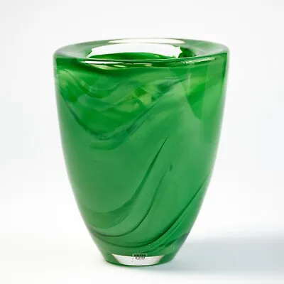 Buy Kosta Boda Sweden Atoll Vase Green Art Glass Swirl Anna Ehrner SIGNED • 117.90£