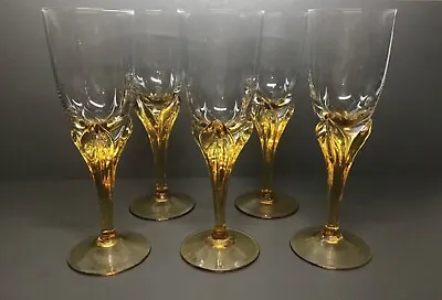 Buy Bohemia Art Nouveau Style Amber Stem Crystal Vintage Liquer Glasses Czech • 18£