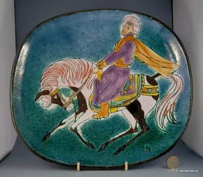 Buy Huge Chelsea Pottery Dish / Plaque By Joyce Morgan - Arab Horse -Arabian Nights? • 48£