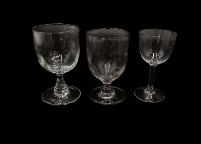 Buy 3 X Antique Victorian Drink Liquor Glasses Different Sizes • 15£