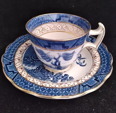 Buy BOOTHS England Footed Coffee Cup & Saucer Set Real Old Willow Blue Pattern A8025 • 15.36£