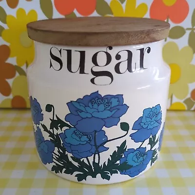 Buy Vintage Retro Crown Devon Blue Heaven Flower Sugar Storage Jar Pot 50s 60s • 12£