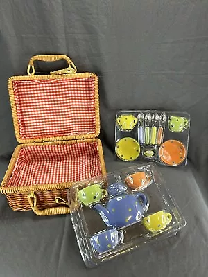 Buy Miniature Tea Child Set With Basket Summer Play Toy Picnic • 17.01£