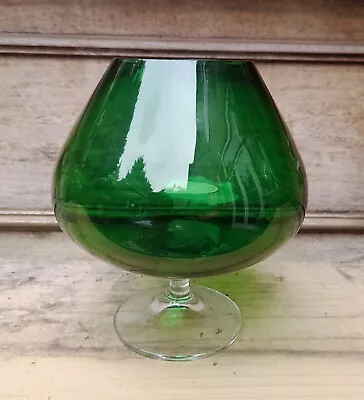 Buy Mid Century Oversized Bottle Green Brandy Glass • 12.99£