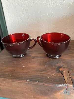 Buy 2 Vintage Royal Ruby Red Punch Cup Glassware Anchor Hocking? Glass Drinkware • 13.43£