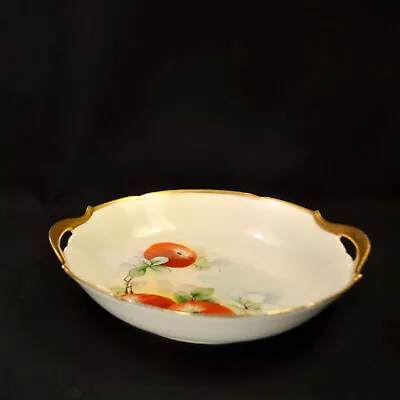 Buy Limoges Charles Martin 10  Round Open Vegetable Bowl Red Apples W/Gold 1890-1914 • 91.23£