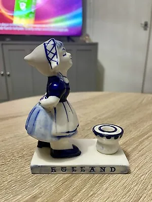 Buy Vintage Holland Dutch Girl Candle Stick Holder Porcelain Blue White 5  Delftware • 12.95£