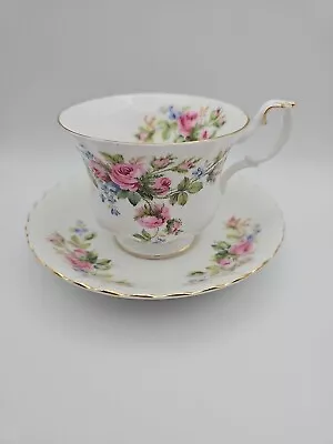 Buy Vintage Royal Albert Moss Rose Cabbage Rose Tea Cup Saucer Montrose Shape  • 5£