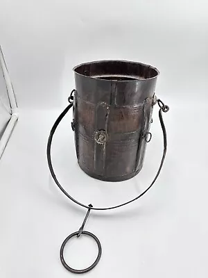 Buy Vintage Wooden & Metal Grains Pot/bucket With Handle Old • 85.49£