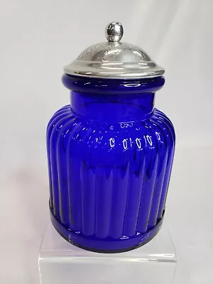 Buy Vintage Artland Glassware Kitchen Canisters Cobalt Blue Glass Glass Pewter... • 20.79£