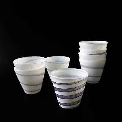 Buy Vintage Handmade White And Purple Water Glasses From Sweden • 100.88£