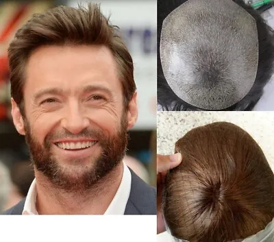 Buy Mens Human Hair Replacement System Natural Injected Thin Skin Toupee Hairpieces • 143.99£