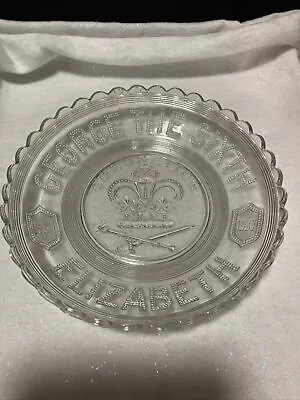 Buy Vintage George The Sixth 1937 Clear Pressed Glass Etched Coronation Plate • 2.50£