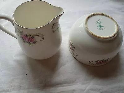 Buy Crown Staffordshire, China Milk Jug And Sugar Bowl, Pink Flower Design, • 4£