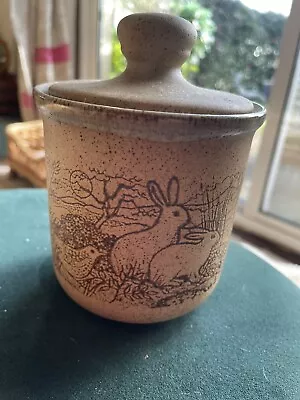 Buy Vintage Dunoon Stoneware Pottery Pot With Lid Rabbits  • 12.57£