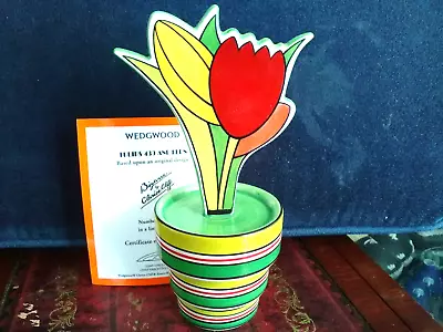 Buy Superb Wedgwood Clarice Cliff Bizarre Tulip's And Fern  Ltd Ed Flower Pot Large • 21£
