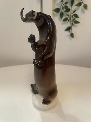 Buy Vintage Lomonosov USSR Porcelain Animal 1970s - Tall Otter With Fish • 17.44£