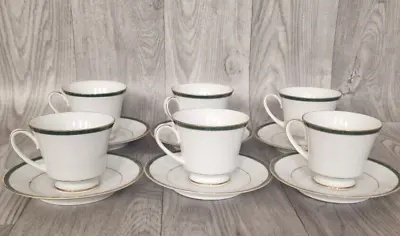 Buy Boots Hanover Green 6 Cups And Saucers Vintage Classic Home • 21£