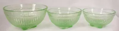 Buy 3 Hazel Atlas Stacy Marie Toy Nesting Mixing Bowls Green Depression Glass HTF • 55.34£