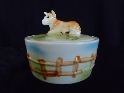 Buy Vintage Pottery Butter Dish With Cow Handle • 3£