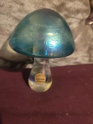 Buy Heron Art Glass Blue Mushroom • 5£