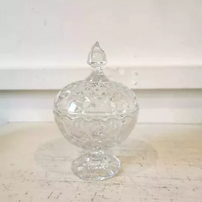 Buy Large Vintage  Glass Pedestal Lidded Bonbon Sweet Dish Bowl Retro Storage Jar • 17.99£