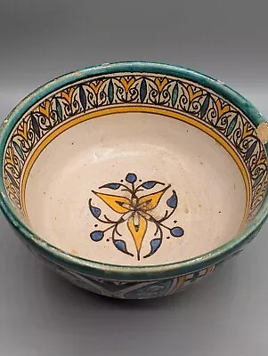 Buy Moroccan Fes Ceramic Bowl - Hand-Painted, Islamic, Handmade Earthenware, Vintage • 20£