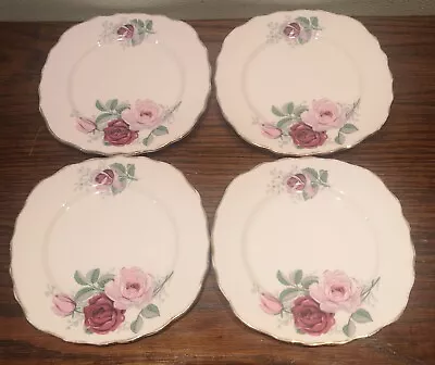 Buy Royal Vale Pretty Pink Roses Pattern Side Plates X 4  26cm Diameter  • 9.95£