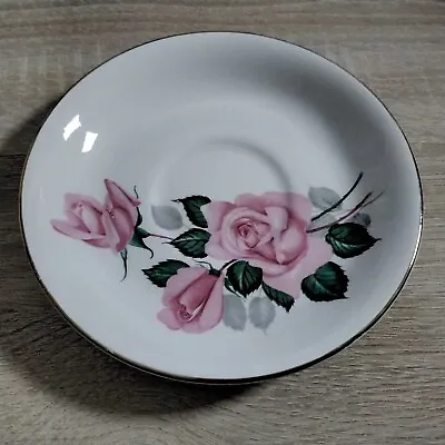 Buy (395) Barratts 1940s Delphatic White Tableware Pink Rose Saucer • 1£