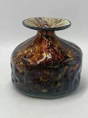 Buy Vintage Mdina Tortoiseshell Hand Crafted Glass Squat Vase 4.5 X5  Michael Harris • 35£