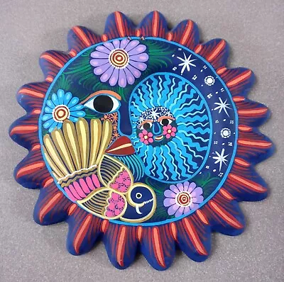 Buy Mexican Hand Painted Sun And Moon Wall Decor Authentic Clay 9  Diameter Orange • 12.78£