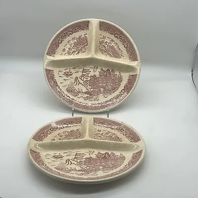 Buy Vintage Trasnferware Divided Plate Set Willow Pattern • 18.97£