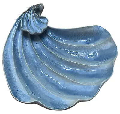 Buy Fine Pottery Sea Shell Clam Chip & Dip Dish Platter Appetizer Party Lovely Blue! • 18.94£