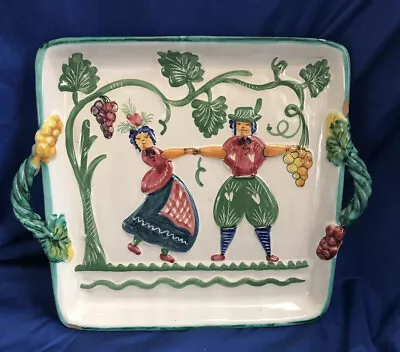 Buy Deruta Serving Tray W Handles Folk Male Female Grapes Theme Italy Vintage Rare • 33.19£